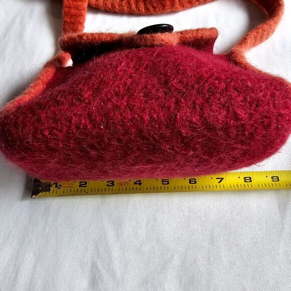 Handmade Small Wool Felted Purse in Red & Rust Could be Vintage Cute! - Picture 6 of 10